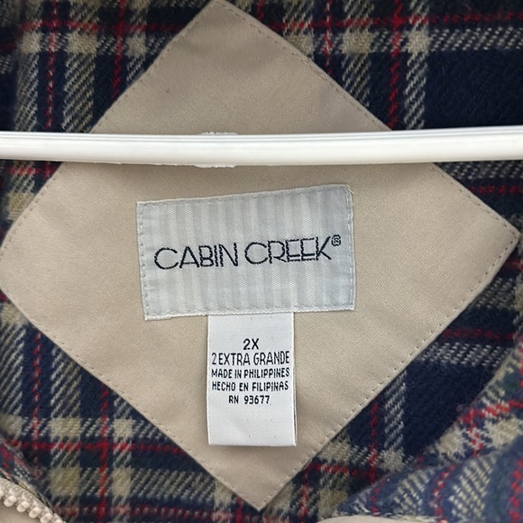 Cabin Creek Womens Coat W/Hood. 2XG. TanW/Pockets. Plaid Lining Mid Length. VTG - Picture 13 of 15